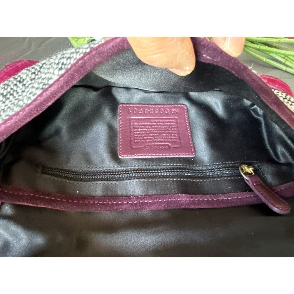 Coach Vintage Y2K Purple Tweed Suede Shoulder Bag 8F01 - Picture 10 of 11